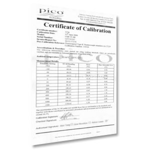 Immagine Certificato di calibrazione PicoScope serie 2000, 3000 e 4000