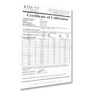 Certificato di calibrazione PicoScope serie 6000C/D e 5000