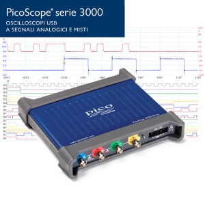 Foto prodotto Oscilloscopio PicoScope 3404D MSO 4 + 16 digitali, 70 MHz, 4 sonde e accessori