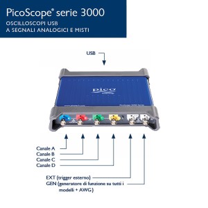 Foto prodotto Oscilloscopio PicoScope 3403D - 50 MHz, 4 sonde TA375